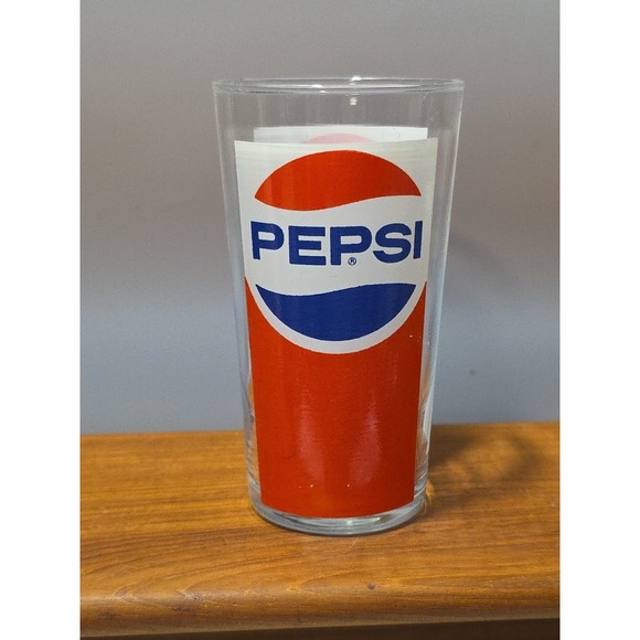 8OZ‎ PEPSI COLA DRINKING GLASS RED WHITE BLUE LOGO Vintage Advertisement - Picture 1 of 6